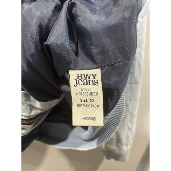 Highway Jeans Denim Bomber Jacket 2X Light Wash Zip Up Cotton Oversized - Picture 4 of 4